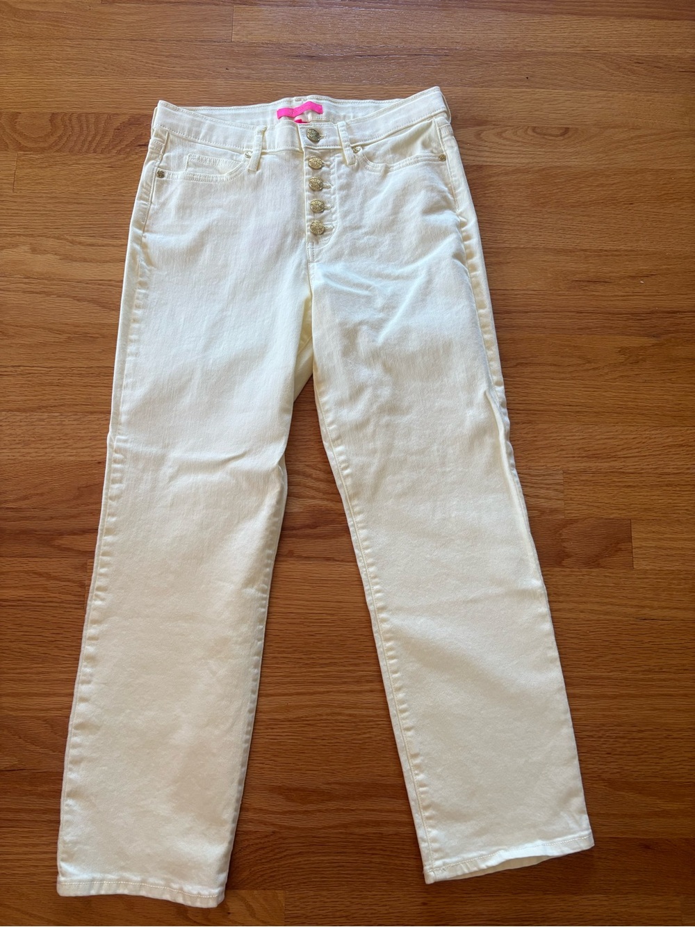 NWT Lily Pulitzer Gold Button Fly Yellow Jeans size 6